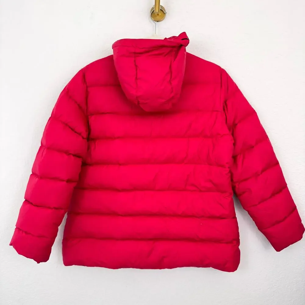 Lands' End Womens Down Feather Puffer Coat Jacket Size M P Winter Outdoor Red